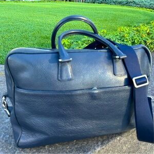 Brooks Brothers Navy Leather Briefcase - Made in Italy